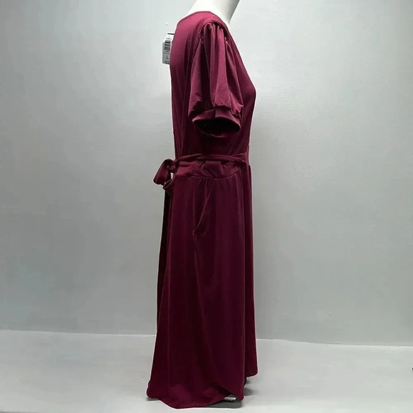 Torrid Midi Dress Studio Knit Surplice Puff Sleeve Purple Plus Pink Size New 2X - Picture 4 of 12